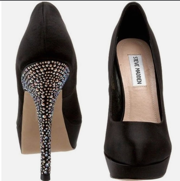 Steve Madden rhinestone heel with platform, size US 6, round cover toe - Picture 8 of 9